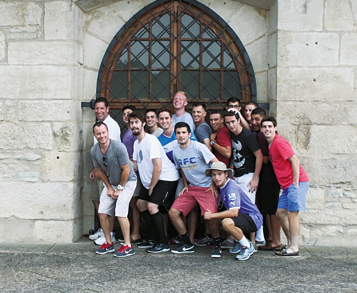  The men's team posing outside Kutna Hora.